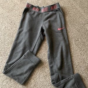 NIKE grey and pink elastic sweatpants girls medium